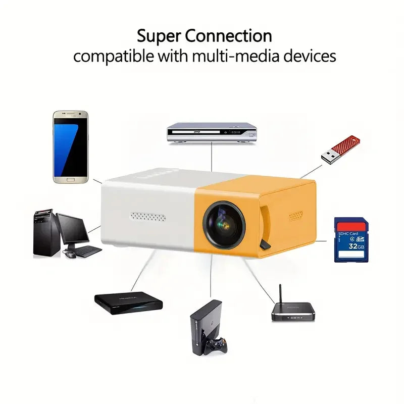 YG300 built-in speaker, supports high-definition 1080P, handheld mini entertainment portable home LED projector