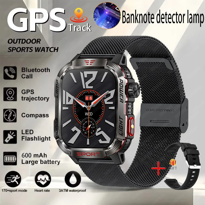 New Professional outdoor Military Smart Watch Men Flashlight Compass Waterproof Outdoor Sport Tracker Bluetooth Call Smartwatch