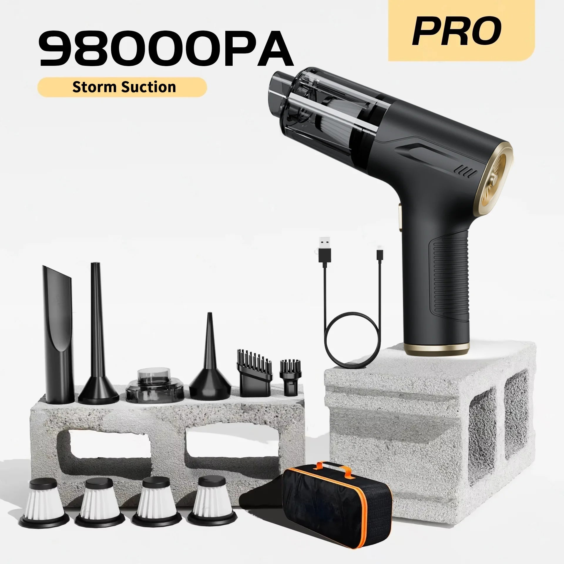 CENRR 98000PA Powerful Mini Car Vacuum Cleaner Cordless Wireless Car Cleaner HandHeld Portable Vacuum Cleaner Air Gun