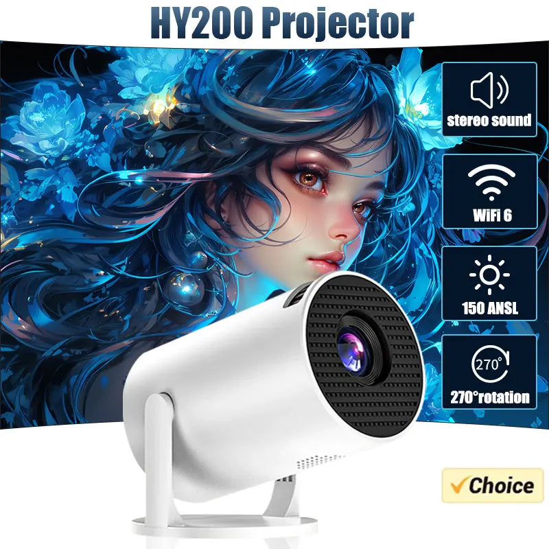Portable 1080P Projector USAMR HY200 270 Adjustable Angle Phone Laptop TV Box Compatible Speaker HDMI USB