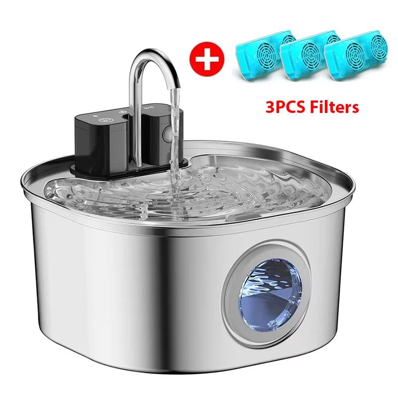 3.2L Stainless Steel Pet Water Feeder With 4000mAh Battery Wireless Auto Cat Fountain faucet Smart Dog Water Dispenser Cat Bowl