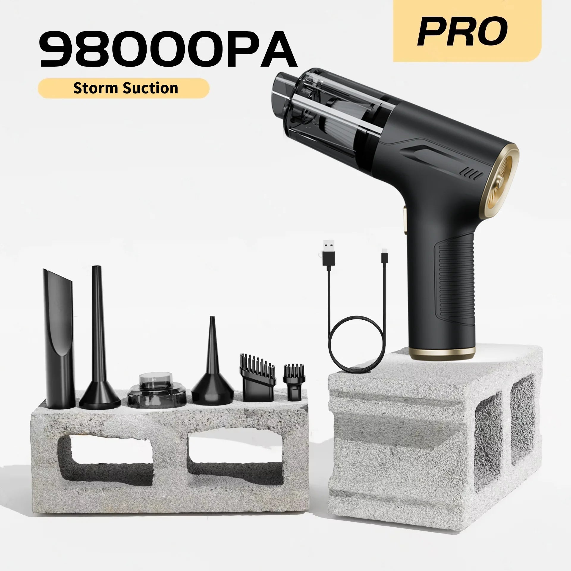 CENRR 98000PA Powerful Mini Car Vacuum Cleaner Cordless Wireless Car Cleaner HandHeld Portable Vacuum Cleaner Air Gun