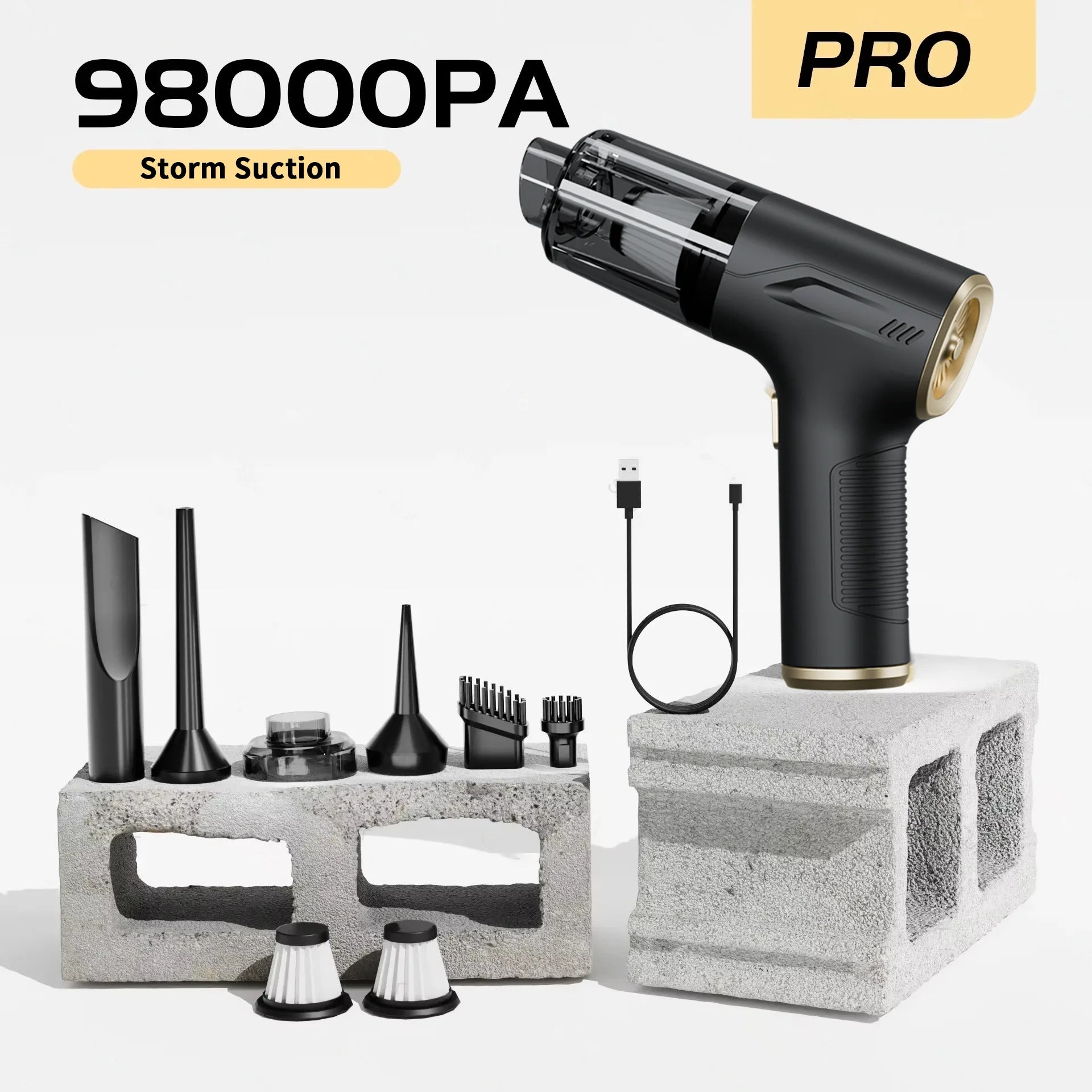 CENRR 98000PA Powerful Mini Car Vacuum Cleaner Cordless Wireless Car Cleaner HandHeld Portable Vacuum Cleaner Air Gun