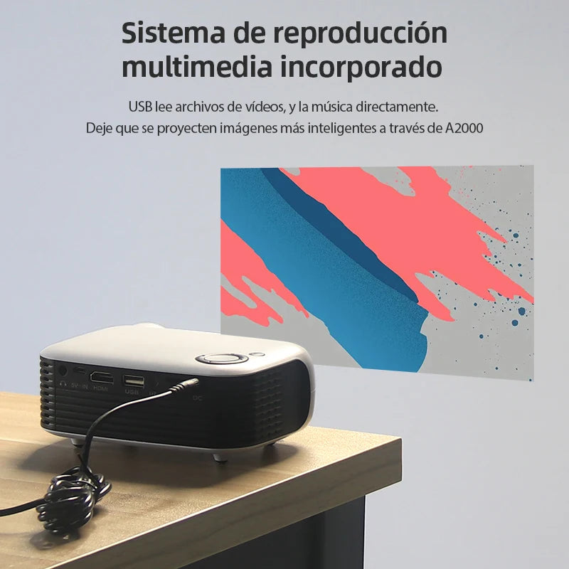 A2000 Mini Projector Portable Home Cinema 3D LED Video Projector 4K 1080P Gaming Laser Beamer with HD Port for Smart TV Box